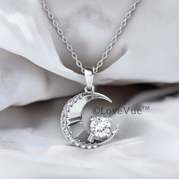 Jewelry - Certified 1/2ct. t.w. Diamond Moon Brilliant Cut Necklace